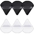 Gleva 6 Pcs Powder Puff Soft Face Makeup Sponge, Loose powder Foundation Blending Sponges Set, Beauty Blender, Contouring, Wedge Triangle Shape Wet & Dry Tool Washable Reusable (Black and White)