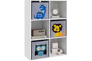 ‎ZONEKIZ ZONEKIZ Children's Bookcase with 3 Storage Boxes, Children's Room Shelf, Toy Shelf for Children's Room, White + Grey, 61.8 x 29.9 x 91.5 cm