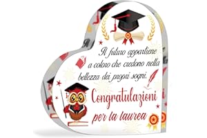 HOWAF Targa Cuore Decorativi Acrilico Placca Ornamenti Laurea - Congratulazioni per la Laurea, Regali per Laurea, Regalo Laurea Donna, Regalo Laurea Uomo, Gadget Laurea, Bomboniere Laurea, A