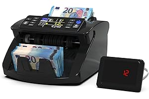 ‎DETECTALIA Detectalia V10 Banknotenzähler mit UV/MG/IR/MT/DD Erkennung, 3,5” TFT-Display + Externes Display, Gesamtwert, Batch & Add, 1000 Scheine/Minute, Kompatibel mit EUR/GBP/CHF/USD/SEK/DKK/PLN/TRY/AED/SAR