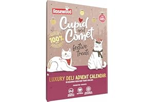 Rosewood Cupid & Comet Luxury Deli Advent Calendar for Cats – 24 Meaty Cat Treats, Delicious Freeze Dried Chicken and Duck, High Protein, Natural Cat Treats for Christmas (30g)