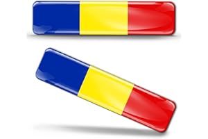 Biomar Labs® 2 x 3D Domed Silicone Stickers Decals Romania National Romanian Flag Car Motorcycle Helmet F 18