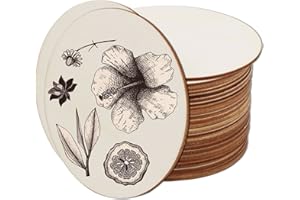 THIREI Discos de Madera, Discos de Madera Redondos de 30 Piezas, para Pintura, Bricolaje, Decoración, Posavasos, Manualidades, Diámetro 10 cm