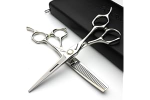 AXEMOORE Colección de herramientas profesionales de estilismo de peluqueros en el estudio de peluquería 440c de Japón moda 6 'tijeras de corte de pelo y tijeras eficientes(6 pulgadas y 2 piezas-C)