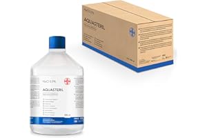 AIESI® Solution Saline Physiologique pour lavage et irrigation nasale 500 ml stérile avec bouchon refermable AQUASTERIL (Pack de 10 pièces), Chlorure de Sodium 0,9%