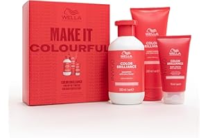 Wella Professionals Color Brilliance Instant Colour Vibrancy Gift Set - Shampoo & Conditioner & Hair Mask - Hair Care Gift Set with Lime Caviar & Vitamin E (300ml+ 200ml+ 75ml)