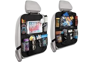 Protezione Sedile Auto Bambini - RIGHTWELL 2 Pezzi Organizer Sedile Auto Impermeabile Supporto con 10" Porta iPad Auto - Organizer Auto Accessori da Viaggio per Bambini