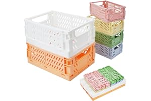 LYLIDIA 6 Pcs Caisse de Rangement Pliable Plastique Paniers de Rangement Cagette Pliant Boîtes de Rangement pour Chambre Bureau