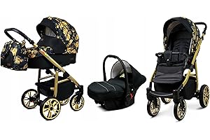 BabyLux® Carrito de Bebé Sistema de Viaje Set 3 en 1 - Color Lux - incl. Capazo, Silla de Paseo, Silla Coche - Cochecito - con Bolso cambiador, Cubierta para la lluvia, Mosquitera etc.