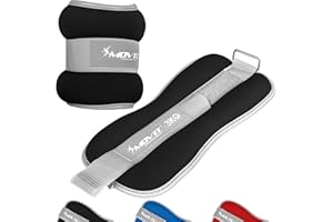 ‎MOVIT MOVIT 2er Set Gewichtsmanschetten Neopren mit Reflektormaterial (2x 0,5kg/1,0kg/1,5kg/2,0kg/3,0kg), optional mit Frottee-Einsatz, 3 Farbvarianten, Laufgewichte für Hand- und Fußgelenke
