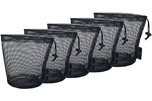 iBasingo Black Drawstring Bags Mesh Bag Nylon Sack Durable Net Bag Small Travel Stuff Sack Mesh Storage Ditty Bag for Cosmetics Shower Gels Ball Tool 5 pieces/lot, (D)10cm * (H)15cm BVP01