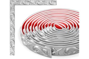 TECDW Bandes décoratives murales flexibles, bandes décoratives murales autocollantes, DIY moulure encadrement, pour armoires, bords de murs, décoration de la maison (Argent, 3 mètres)