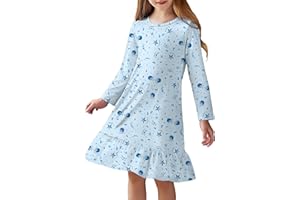 Arshiner Camicia da Notte Bambine Pigiama Maniche Lunghe per Bambini Abito da Notte con Scollo Trapezio Rotondo Invernale per Ragazze Girls Nightgown 4-12 Anni
