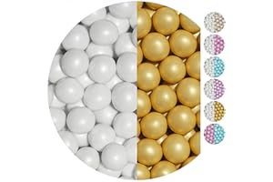 EinsSein 0,7kg Crispy chocolat Dragees mariage Mix grand blanc-or - ca.1,8 cm perles - dragées baptême communion amandes feter et recevoir fêter de fete couleur pas cher aux bombe tag