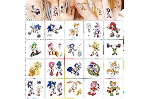 LANSEEDE Temporäre Tattoo Set Kinder Tattoos für Sonic the Hedgehog,20 Blätter Kindertattoos Aufkleber Stickers für Geschenktüten Kindergeburtstag Mitgebsel Mädchen Jungen
