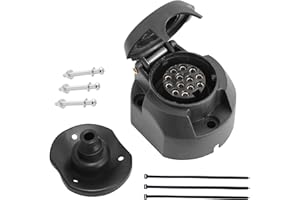 DARKGUARD 1 Pedazo Zócalo 13pines Remolque 12v,Impermeable,Zócalo Caravana 13Pines Hembra,Adaptador 13pin per Remolque,Conector 13polos 12v per Agrícola Remolque Camión Caravana (DG13S-1)