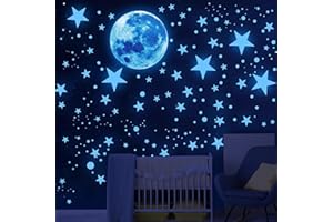 BSENHE Glow in The Dark Stars Stickers, Kids Wall Stickers Glow in The Dark Stars Ceiling Moon Stickers Kids Room Decoration for Bedroom Living Room Decor