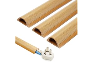 INCETUE Cable Duct Wood Effect for Floor, Cable Duct Round Self-Adhesive Cable Duct Flat for Hiding Cables, PVC Cable Strip Floor 3 x 1.2 x 30 cm x 13 Pieces - Light Brown