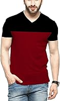 Veirdo Men's Cotton T-Shirt Black Maroon Casual T-Shirt