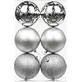 Glamifirsto -5 Cm Large Christmas Balls Shatterproof Silver Christmas Ornaments 6 Pcs Big Christmas Ornaments Balls for Christmas Tree Holiday Wedding Party Decoration