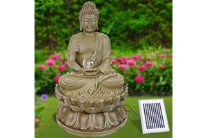 AMUR Fuente de jardín Fuente Zen Fuente Ornamental Fuente de Interior Fuente con luz LED Cascada de 230 V Fuente de Agua para jardín