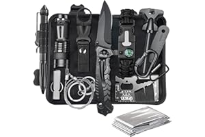 KEPEAK Regalos para hombres, papá, marido, él, kits de supervivencia, equipo de supervivencia y equipo para camping, emergencia, senderismo, al aire libre, desierto y preparación para desastres