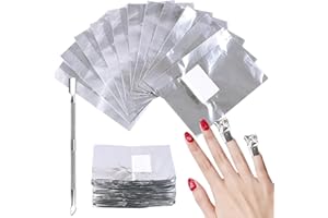 Sularpek 200 Pcs Papillotes en Aluminium Vernis à Ongles Enlever, Feuille d'aluminium Dissolvant, Papillotes Ongles d'aluminium pour Retirer Vernis à Ongles avec 1 Pièce pour Poussoir à Cuticules