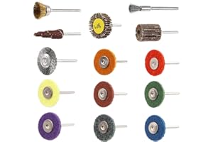 Keadic 56Pcs 150-3000 Grit 1" Abrasive Buffing Polishing Wheels Set, Cup & Pen & Bowl Shape Steel Crimped Wire Wheel Brush with 80 Grit 1/4" Shank Mounted Flap Sanding Wheel for Dremel Rotary Tool