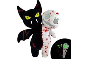 COSORO 25cm Halloween Peluche Chauves Souris Fantômes Double Tête,Oreiller Peluche Doux Mignon,Kawaii Jouets Doux à Câliner,Oreiller Jouets Peluches Cadeaux Anniversaire Enfants Halloween Jouet