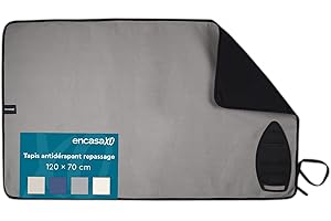 Encasa XO Grande Tapis à Repasser (120x70 cm) avec Repose-Fer en Silicone Antidérapant, Rembourrage 3mm. Couverture Portable Résistante à la Chaleur pour Table - Gris