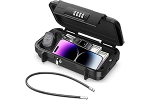 Diyife Portable Safe Box, [Waterproof] Travel Safe Combination Case, Anti-Theft Security Box with 4-digital Code, Lock Box with Removable Wire Rope for Hotels, Travel, Sports, Venues, Office, Vacation