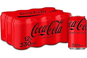 Coca-Cola Zero Azúcar, Refresco de Cola sin Azúcar, sin Calorías - Pack 12 Latas 330 ml