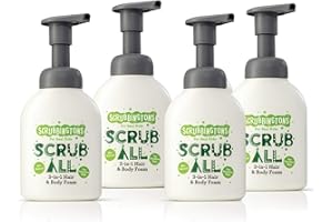SCRUBBINGTON'S Scrubbingtons Scrub All Children's 3 in 1 Shampoo, Conditioner & Body Wash Foam for Sensitive Skin 4 x 200ml