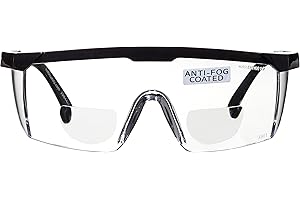 voltX ‘CLASSIC’ Occhiali di sicurezza da lettura BIFOCALI con certificazione CE EN166F (TRASPARENTI +2,5 diottrie) cordino di sicurezza incluso, con trattamento anti appannamento