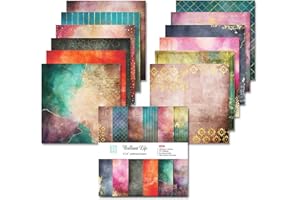 YIHECWY 24 Pages Scrapbooking Decor Paper Scrapbooking Cardstock Paper Pad Single-Sided Scrapbook Colorful Cardstock Paper for Cardmaking Handmade Craft Design (15.2*15.2CM)