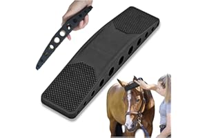 HELOVGE Peine de Masaje para Caballos, Shedding Grooming Massage Cepillo Para El Cuidado Del Caballo Para Eliminar El Vello Seco Y de Caballos Y Perros Grandes negro