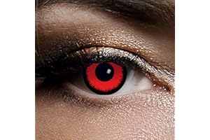 KING OF HALLOWEEN.DE Lentilles Couleur 3M Halloween Lentilles rouge Maquillage Zombie, Vampire, Maquillage De Halloween Rouge - sans correction