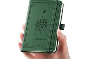 ‎EMSHOI EMSHOI A6 Klein Notizbuch Liniert, 160 nummerierte Seiten, 100g/m² Dickes Papier, Ledercover DIN A6 Mini Notizbücher mit Innentasche, 14.5×9.5cm, Hellviolett