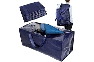 Withosent 92L Aufbewahrungstasche Groß Gewebt, 4er Wasserdicht Umzugstaschen mit Rucksackgurten und Griff, Alternative zur Umzugskartons, Faltbar Moving Bags für Bettdecken Kleideraufbewahrung