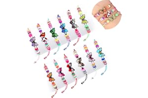Toyssa 12 Stk Freundschaftsarmband Kinder Armbänder Mädchen Einstellbare Geflochten Armband Schmetterling Freundschaft Armbänder Mitgebsel Kindergeburtstag Geschenke für Mädchen