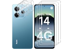 Lutree pour Xiaomi Redmi Note 14 4G Verre Trempé, 3+3 Pièces Protection écran + Caméra Arrière Protecteur Film, 9H Dureté HD Anti-Rayures Sans Bulles Vitre Trempé Protecteurs d'écran