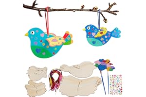 DKINY 16 Kits Bricolage Oiseaux 3D en Bois - Loisirs Créatifs pour Enfants - DIY Oiseau Décoratif à Suspendre pour Activité Manuelle Garçons Filles en Classe Jouet Fête Party