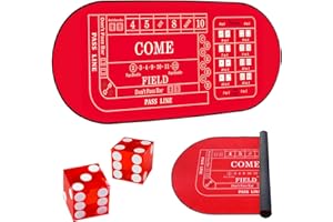 TMKEFFC Mini Craps Table Mat, 33" x 17" Casino Craps with Two Dices, Portable Craps Game Setup - Elevate Your Gaming Experience