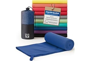‎BLUMTAL Blumtal Mikrofaser Handtuch XXL 200x100 cm - Handtücker Microfaser schnelltrocknend - optimales Fitness Handtuch/Strandtuch Mikrofaser/Gym Towel - Reisehandtuch kompakt - Kings Blau