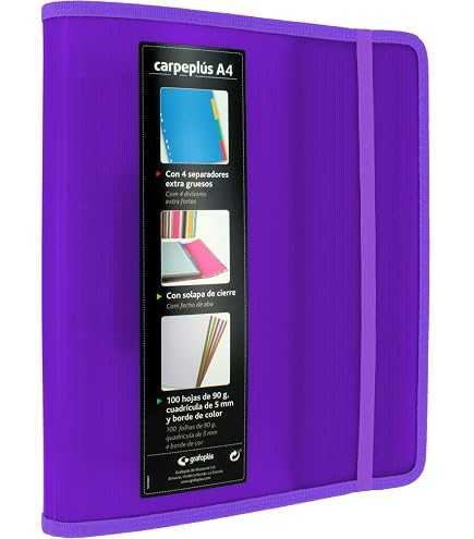 Classeur à Anneaux Grafoplás Elena Corredoira - Avec Recharge 100 Feuilles Quadrillées 5x5 Et Intercalaires