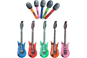 YOFANUP Eurovision Party Decorations, Inflatable Instruments Set, Eurovision 2025 Props, Inflatable Musical Instrument, Inflatable Guitar Microphone For Music Party Decorations (Small Size)