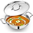 The Indus Valley Triply Stainless Steel Kadai/Kadhai with Steel Lid | 24cm/9.4 inch, 3Ltr, 1.7kg | Induction Friendly | Nonstick 3-Layer Body, 100% Toxin-Free, No Chemical Coating