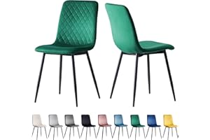 mcc direct Set of 2 Designer Velvet Dining Chairs Metal Legs Lexi Chairs (Green)
