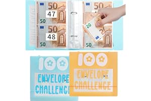 PGTC 2 Paquetes De Challenge Binders,Caja De DesafíO Para Ahorrar Dinero En Efectivo,DesafíO Familiar Con Sobres De Efectivo,Planificador De Presupuestos,Hoja De DesafíO De Ahorro (Azul&Amarillo)
