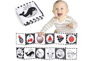 Jenilily Livre Tissu à Suspendre, Livre Tissu Bébé Eveil 0 Mois, Livre de Naissance sensoriel Bebe 0-3 Mois Garçon Fille